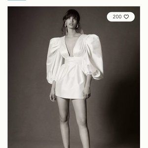 Watters V-Neck Balloon Sleeve Mini Dress
